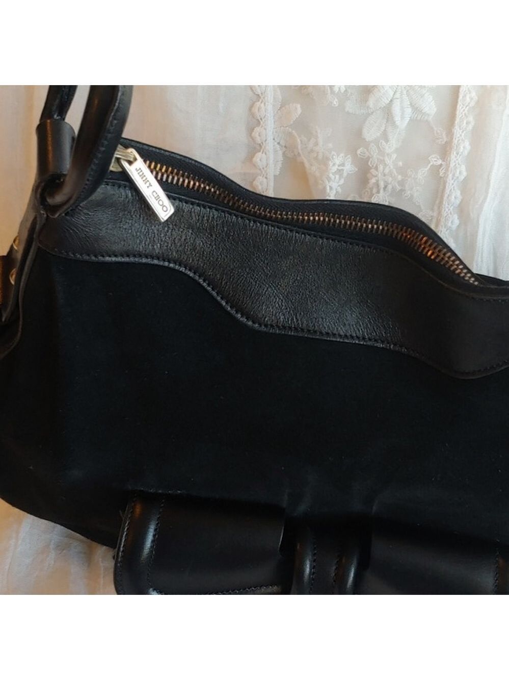 Jimmy Choo Black Leather and Suede Hobo Bag Luxury - Picture 13 of 17